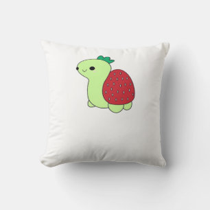 Cute green blushing strawberry turtle Classic T-Sh Throw Pillow