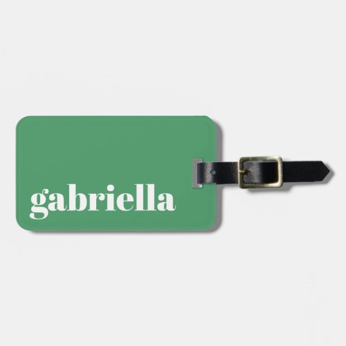 Cute Green Bold Typography Personalized Name Luggage Tag