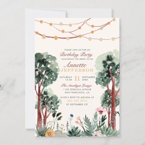 Cute Green Botanical Trees Unique Birthday Party Invitation | Zazzle