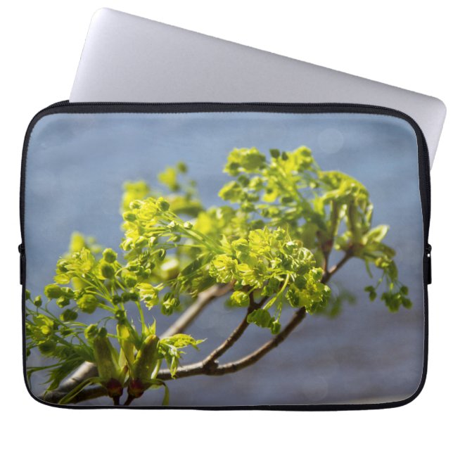 Cute green branch in the wind  laptop sleeve (Front)