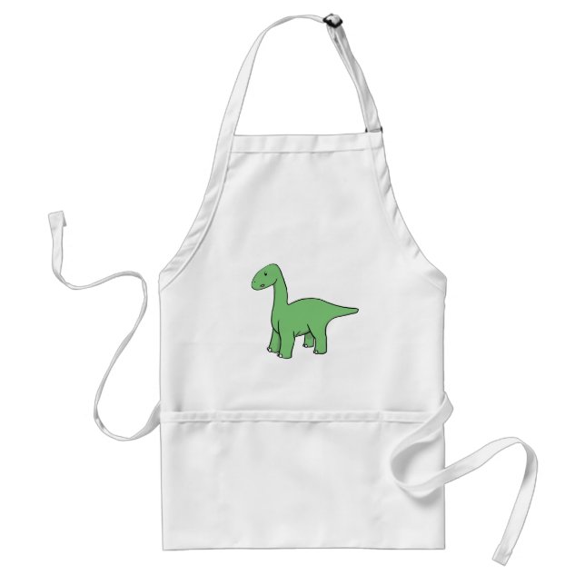 Cute Green Brontosaurus Adult Apron (Front)