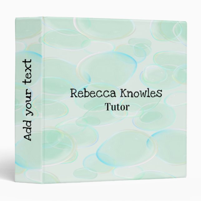 Cute green bubbles pattern 3 ring binder (Front/Spine)