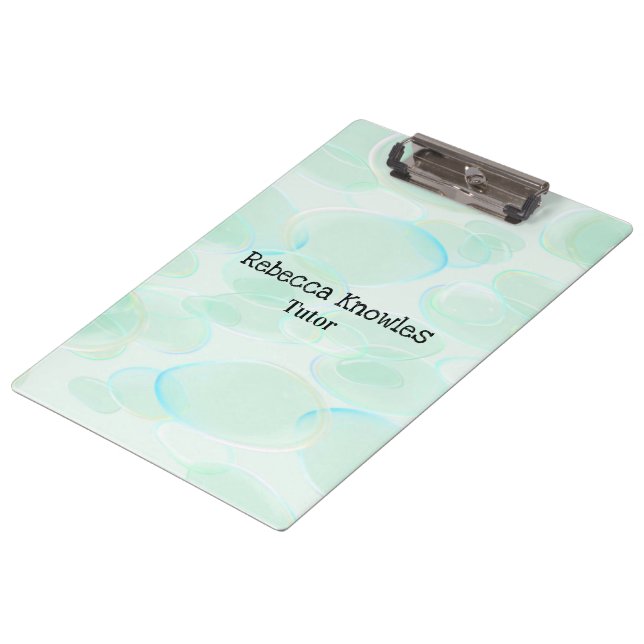 Cute green bubbles pattern clipboard (Angled)