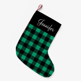 Cute Green Buffalo Plaid Check Pattern Name Small