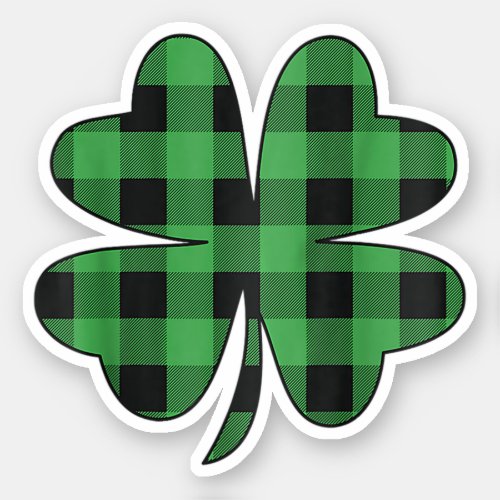 Cute Green Buffalo Plaid Shamrock St Patricks Day Sticker