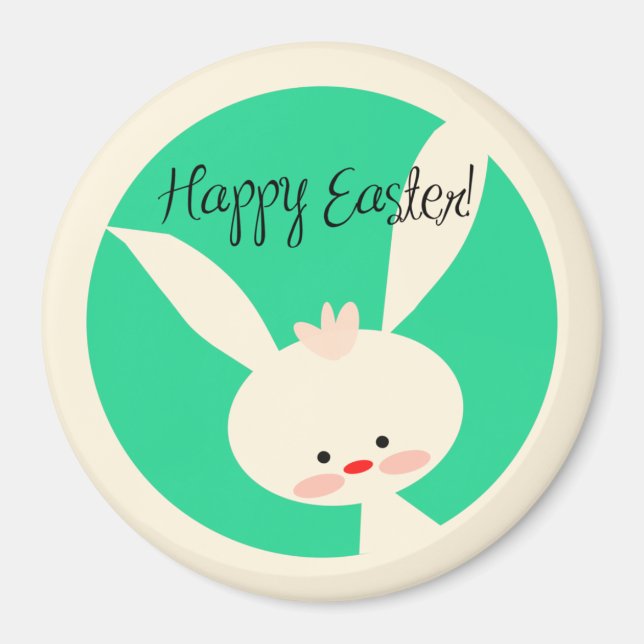 Cute green Bunny for Easter Classic Round  Magnet (Front)