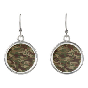 Cute green camouflage earrings