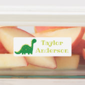 Cute Green Cartoon Dinosaur Personalized Name Kids' Labels | Zazzle