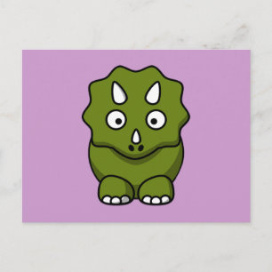 Cute Green Cartoon Dinosaur Postcard