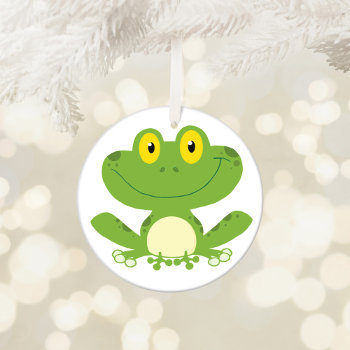 Cute Green Cartoon Frog Ceramic Ornament by designs4you at Zazzle