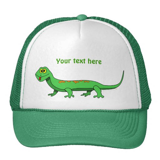 Cute Green Cartoon Lizard Kids Reptile Trucker Hat | Zazzle