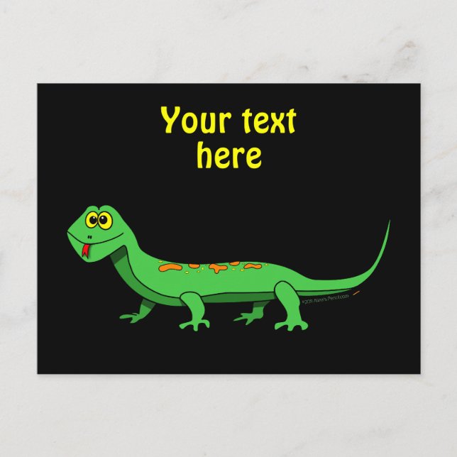 Cute Green Cartoon Lizard Kids Reptile Postcard (Front)