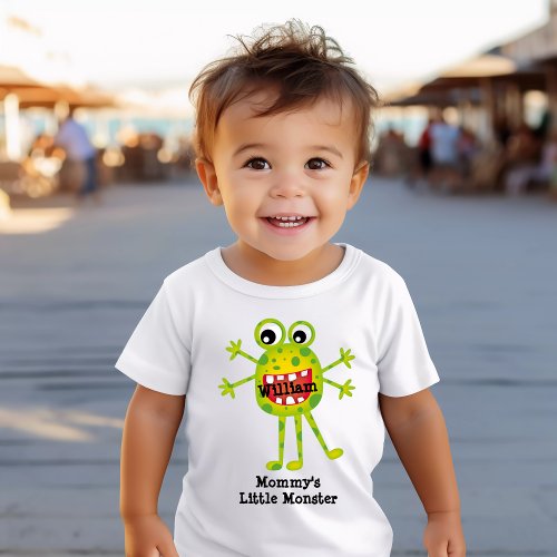Cute Green Cartoon Monster Funny Fun for Kids Baby T_Shirt