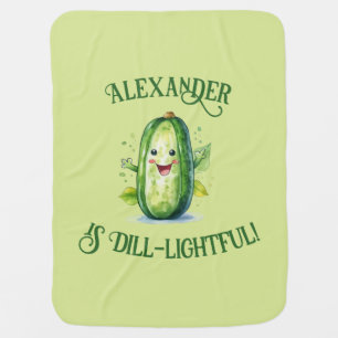 Cute Green Cartoon Pickle Baby Blanket
