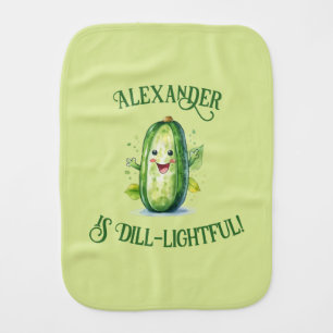 Cute Green Cartoon Pickle Baby Burp Cloth