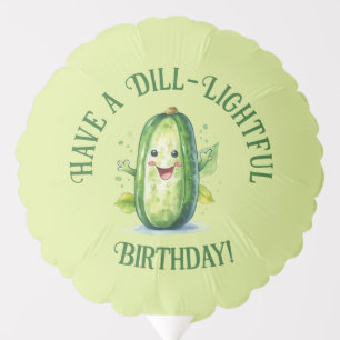 Cute Green Cartoon Pickle Birthday Balloon