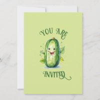 Cute Green Cartoon Pickle Birthday