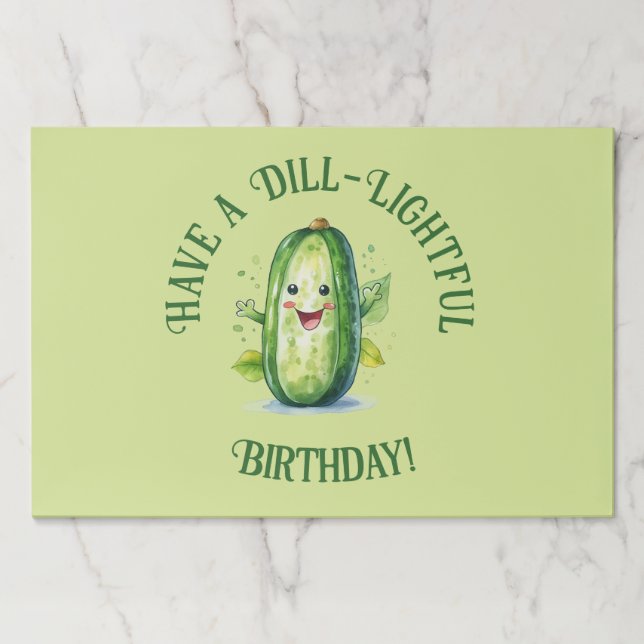 Cute Green Cartoon Pickle Birthday Paper Pad (Front)