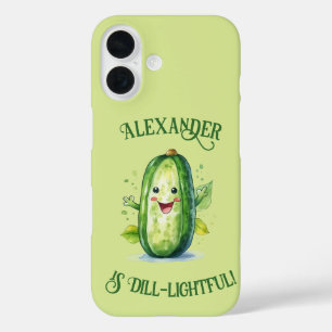 Cute Green Cartoon Pickle iPhone 16 Case