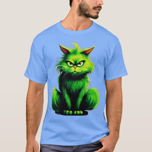 Cute Green Cat Christmas 4 T_Shirt