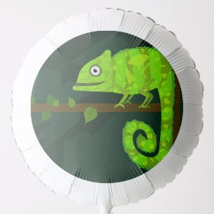 Cute Green Chameleon Illustration Tropical Reptile Balloon