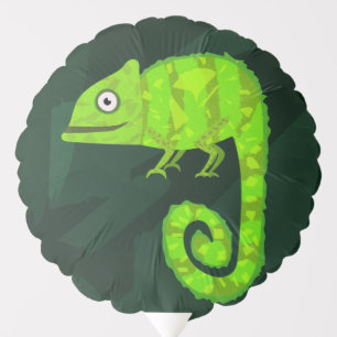Cute Green Chameleon Illustration Tropical Reptile Balloon