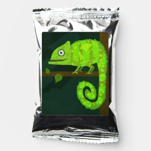 Cute Green Chameleon Illustration Tropical Reptile Coffee Drink Mix