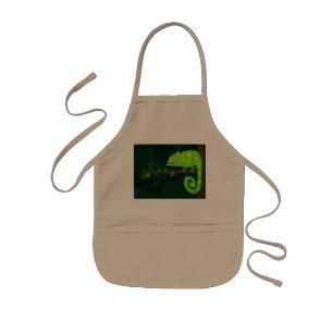 Cute Green Chameleon Illustration Tropical Reptile Kids' Apron