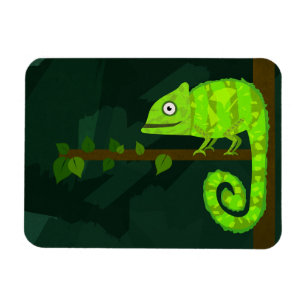 Cute Green Chameleon Illustration Tropical Reptile Magnet