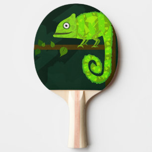 Cute Green Chameleon Illustration Tropical Reptile Ping Pong Paddle
