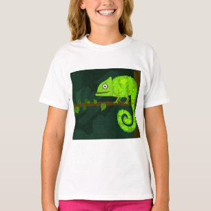 Cute Green Chameleon Illustration Tropical Reptile T-Shirt