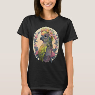 Cute Green Cheek Conure Parrot Bird Flower Crown P T-Shirt