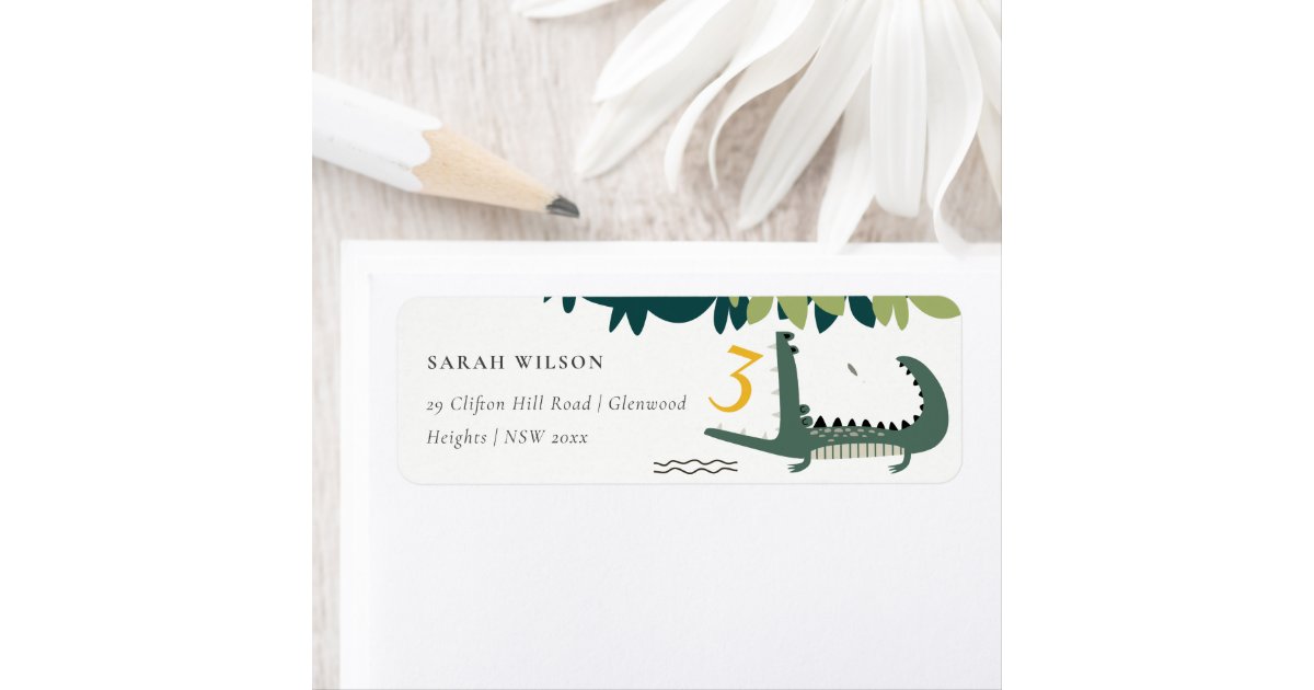 Cute Green Chomp Alligator Swamp Kids Address Label | Zazzle