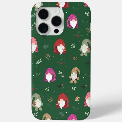 Cute Green Christmas Colorful Gnomes iPhone 15 Pro Max Case