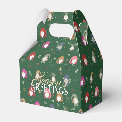 Cute Green Christmas Colorful Gnomes Favor Boxes