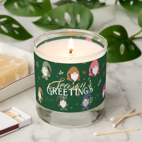 Cute Green Christmas Colorful Gnomes Scented Candle