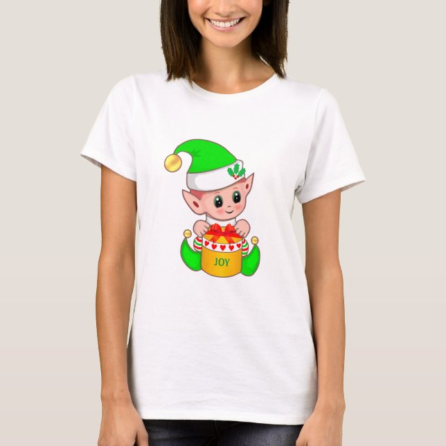 Cute green Christmas elf T-Shirt (Front)