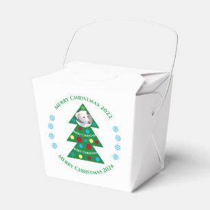 Cute Green Christmas Tree Celebration Dog Holiday Favor Boxes