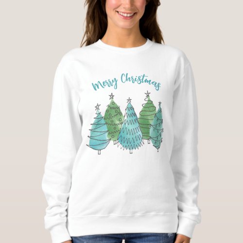 Cute Green Christmas Trees  Sweatshirt