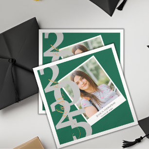 Cute Green Class of 2026 Photo Graduation Party Napkins