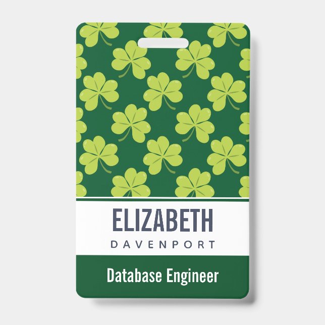 Cute Green Clover Pattern Badge (Front)