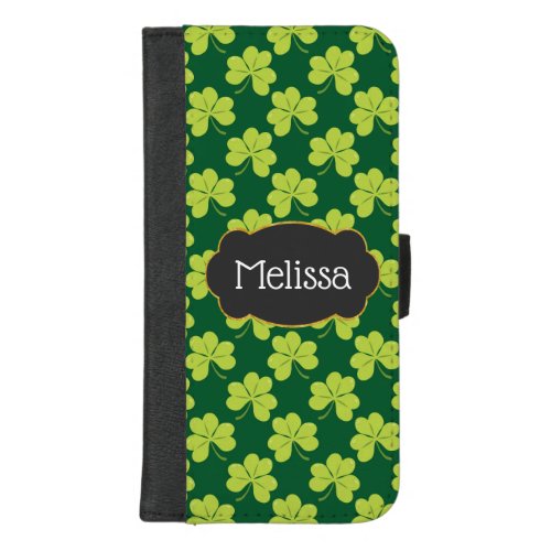 Cute Green Clover Pattern iPhone 87 Plus Wallet Case