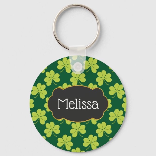 Cute Green Clover Pattern Keychain (Front)