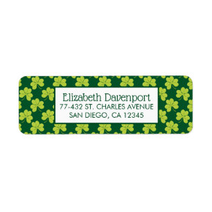 Cute Green Clover Pattern Label
