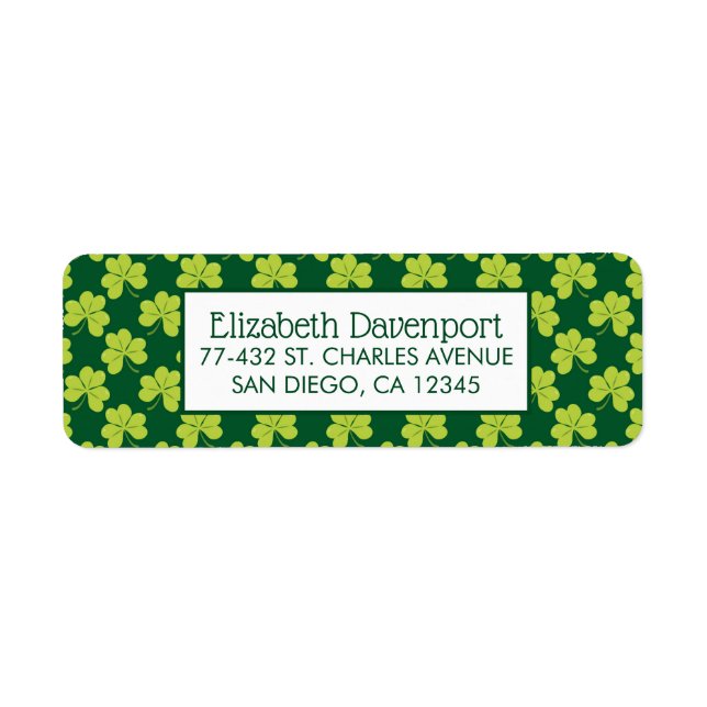 Cute Green Clover Pattern Label (Front)
