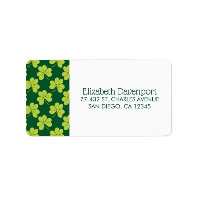 Cute Green Clover Pattern Label (Front)