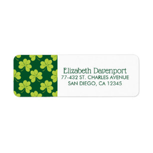 Cute Green Clover Pattern Label
