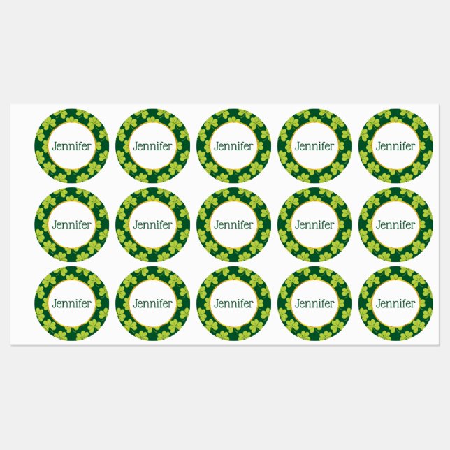 Cute Green Clover Pattern Labels (Sheet)