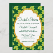 Cute Green Clover Shamrock Pattern Bridal Shower Invitation (Front/Back)