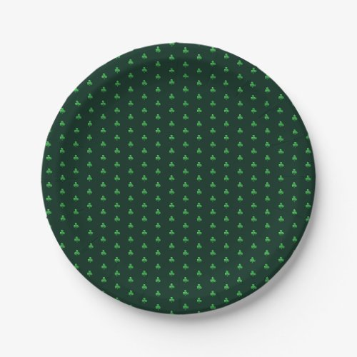 Cute Green Clover Shamrock pattern modern Paper Plates